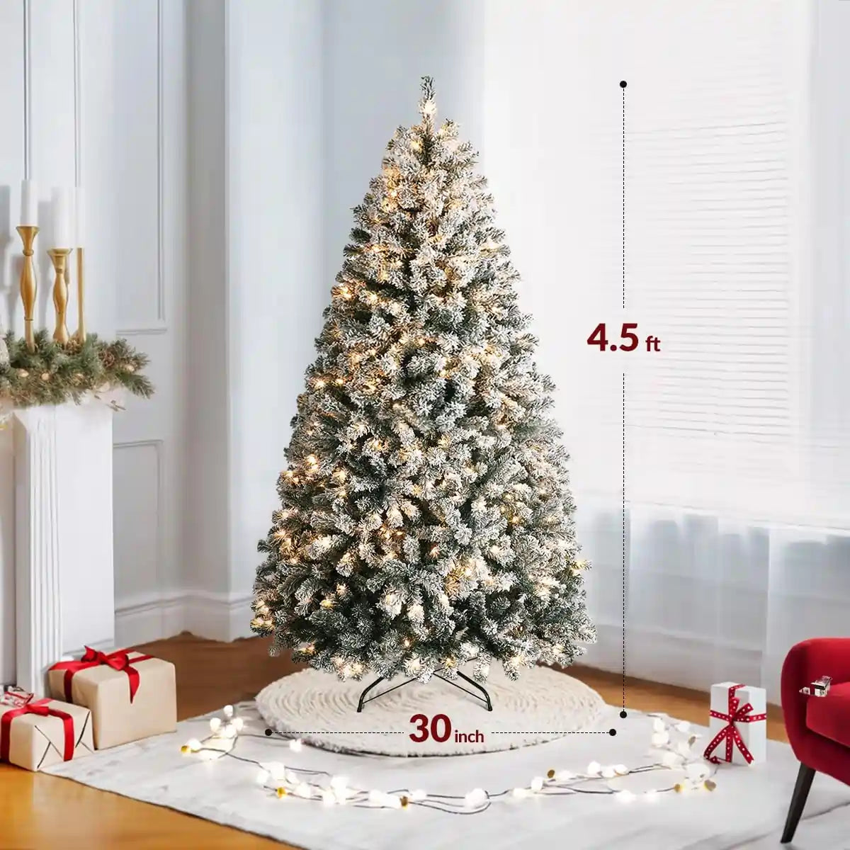 OasisCraft 4.5ft Snow Flocked Christmas Tree Size#size_4.5FT